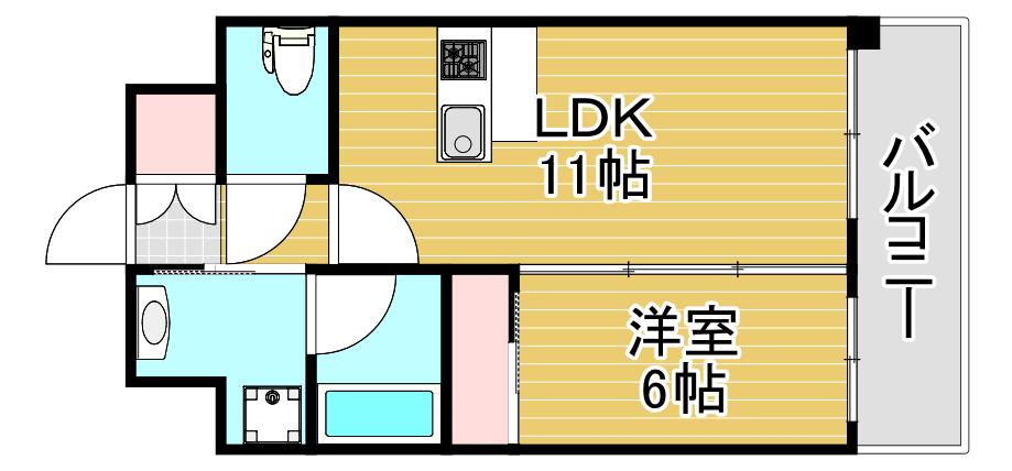 プレジオ内代(1LDK/9階)の間取り写真