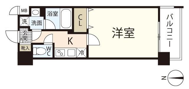 レジデンスカープ南中央町(1K/9階)の間取り写真
