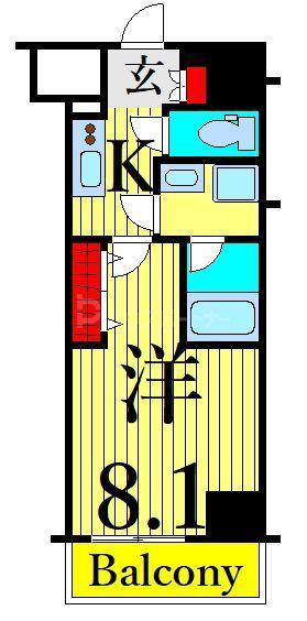 GENOVIA南千住IISKYGARDEN(1K/4階)の間取り写真