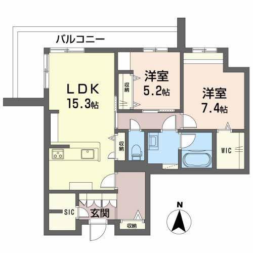 グランプルミエール(2LDK/2階)の間取り写真