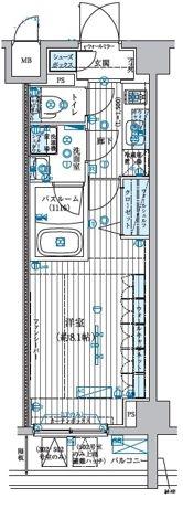 ブライズ中野南台(1K/5階)の間取り写真