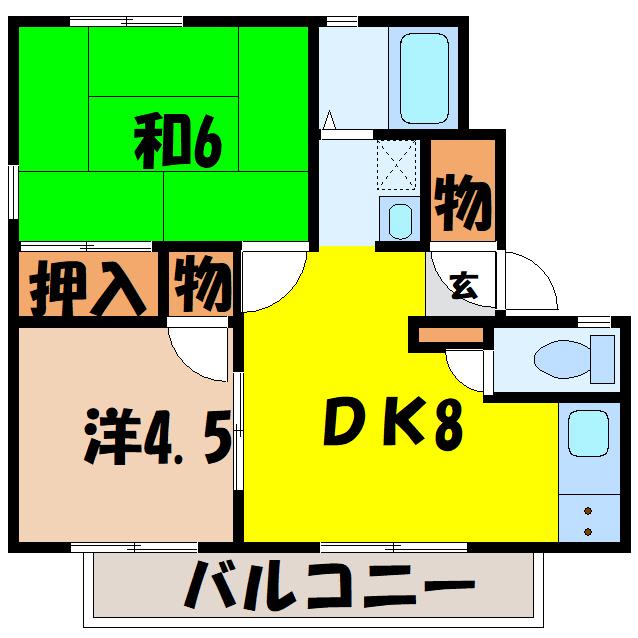アーバンハイツシオンAB(2DK/2階)の間取り写真