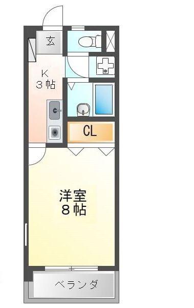 LE DIAMANT BLEUK(1K/2階)の間取り写真