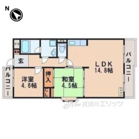 クレスティ栗田(2LDK/3階)の間取り写真