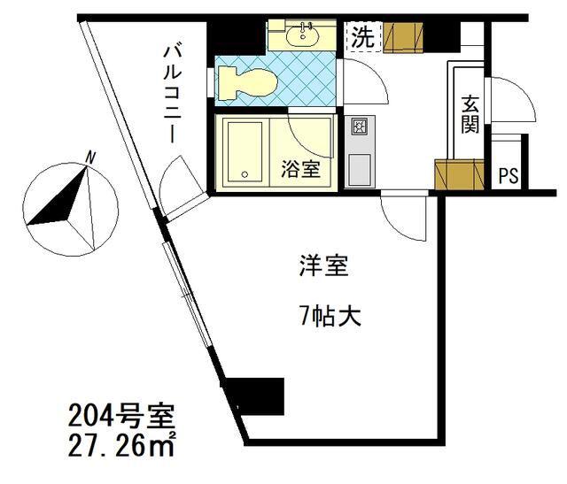 カザルス・スクエア(1K/2階)の間取り写真