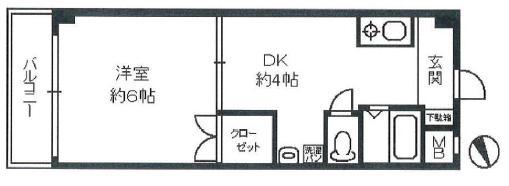 山田ビル(1K/4階)の間取り写真