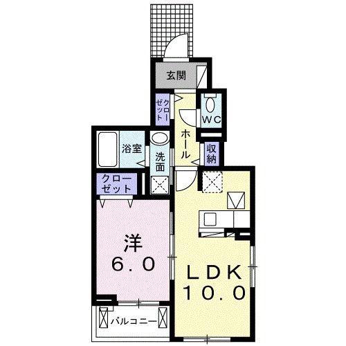 ブローテII(1LDK/1階)の間取り写真