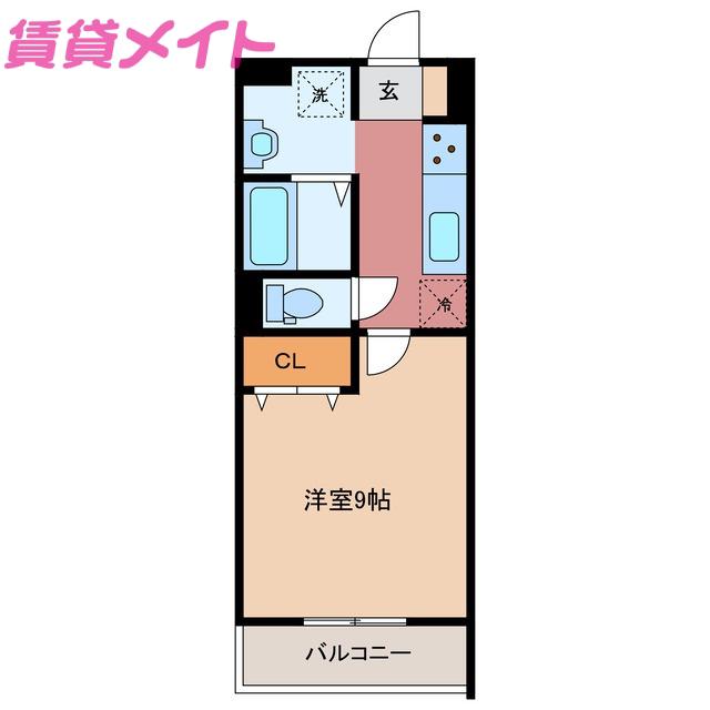 ベレッツァ四日市ときわ(1K/1階)の間取り写真