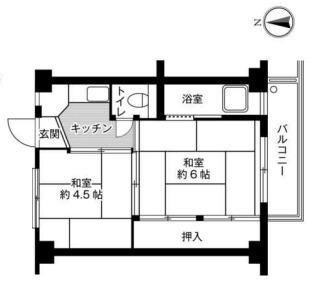 ビレッジハウス沢野本(2K/1階)の間取り写真