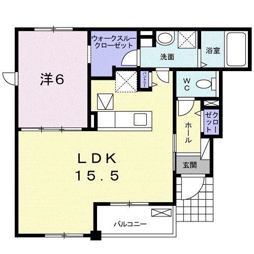 コリーヌ日永西 B(1LDK/1階)の間取り写真