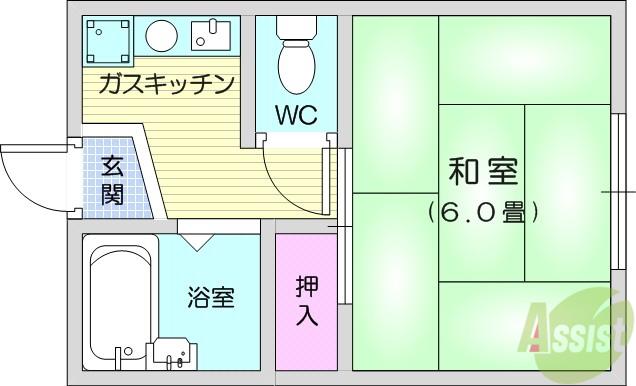 ふきのとう2(1K/2階)の間取り写真