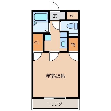 ヴィラージュI(1K/3階)の間取り写真