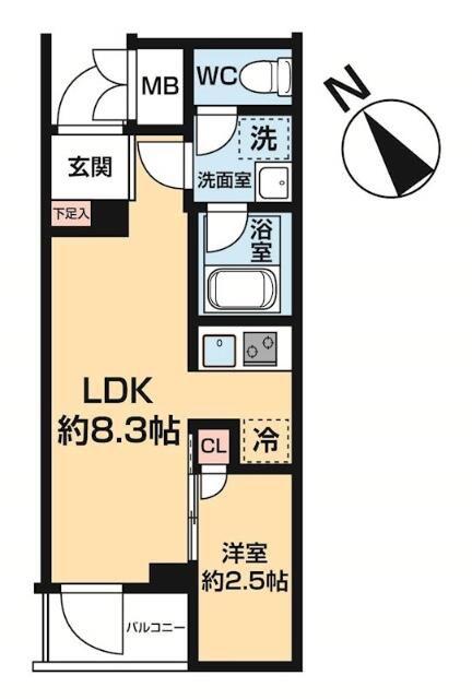 ハーモニーレジデンス中野若宮(1LDK/2階)の間取り写真