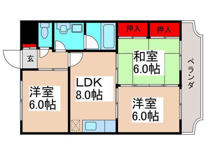 セントピアI(3LDK/2階)の間取り写真