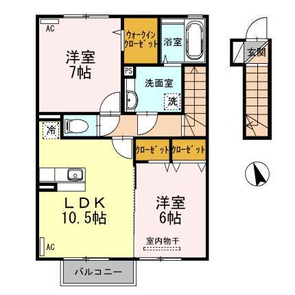 BAMBI(2LDK/2階)の間取り写真