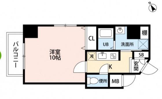 プランドール古市(1K/4階)の間取り写真