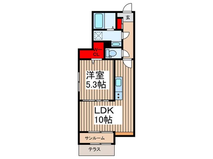 シャトンノアール鴻巣(1LDK/1階)の間取り写真
