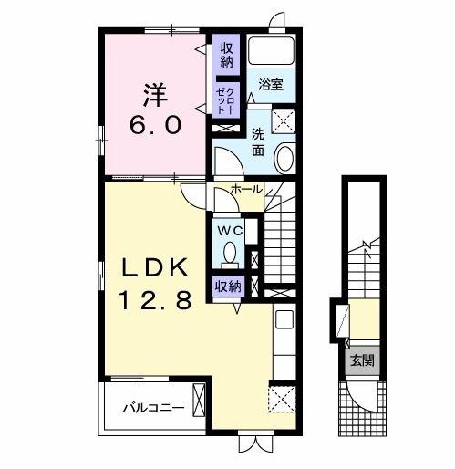 フランコリーヌ(1LDK/2階)の間取り写真