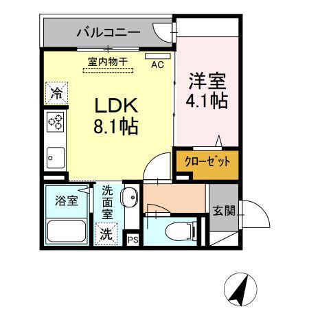 ソフィアIV(1LDK/3階)の間取り写真