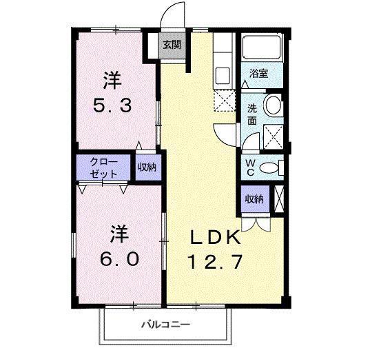 コンフォートヴィラS3(3DK/1階)の間取り写真