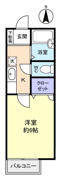 エースメゾン3(1K/2階)の間取り写真