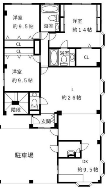 桐里タウンハウス(3LDK/1階)の間取り写真
