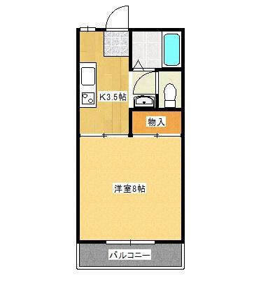エクセルせと(1K/2階)の間取り写真