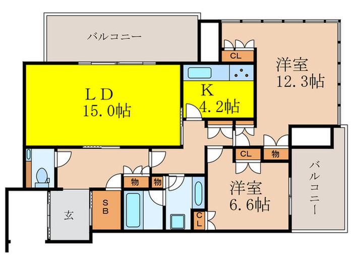 グラングリーン大阪 ザ・ノースレジデンス(2LDK/27階)の間取り写真