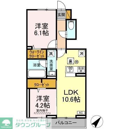 東武野田線 増尾駅 徒歩3分 2階建 新築(2LDK/1階)の間取り写真