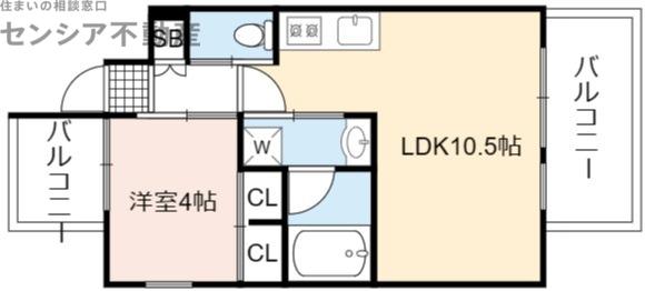 プレジオ都島北通(1LDK/6階)の間取り写真