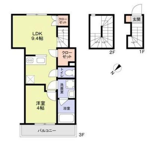 WOODCREST沼袋RESIDENCE(1LDK/3階)の間取り写真