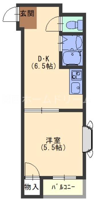 ツーステーションB(1DK/4階)の間取り写真