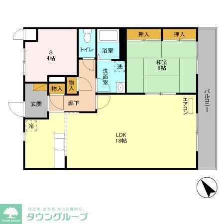戸ヶ崎リバータウン(1LDK/2階)の間取り写真