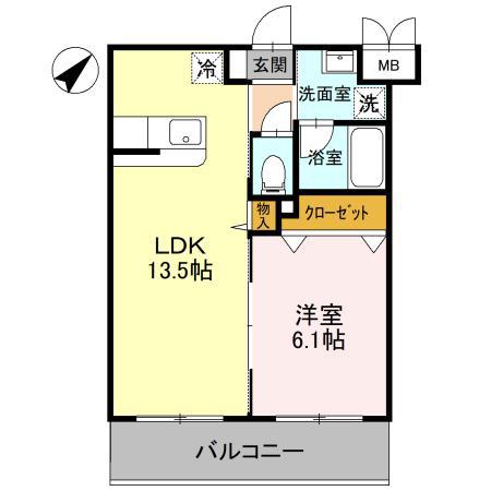 リラッサーレII(1LDK/2階)の間取り写真
