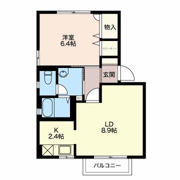 フレシールC(1LDK/2階)の間取り写真