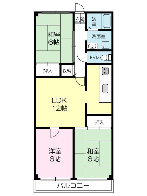 高砂ハイツ(3LDK/10階)の間取り写真