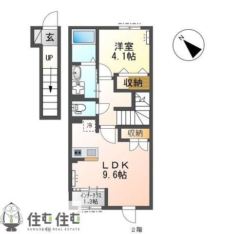 西岡町弁財アパート(1LDK/2階)の間取り写真