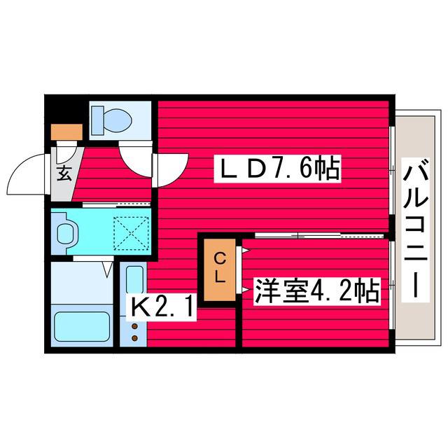 ASTER月寒西(1LDK/4階)の間取り写真