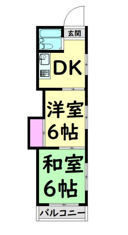 ナショナルマンション(2K/2階)の間取り写真