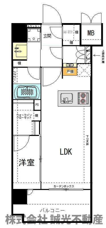 ミスモ天神(1LDK/9階)の間取り写真