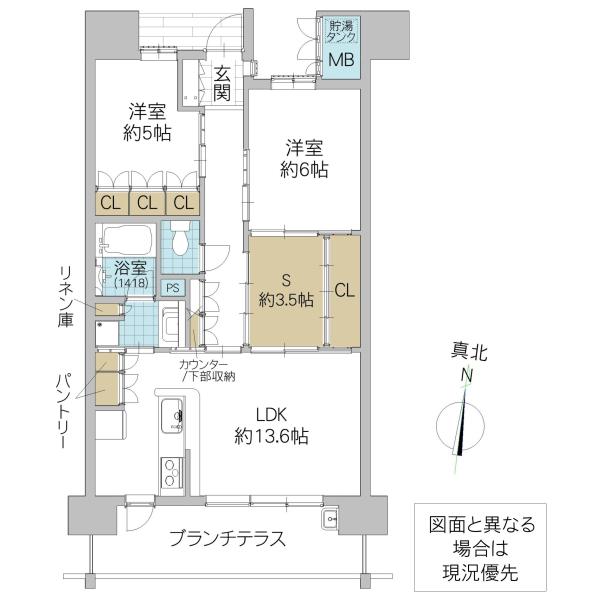 アネージュ鮎川イーストヴィラ(2SLDK/10階)の間取り写真