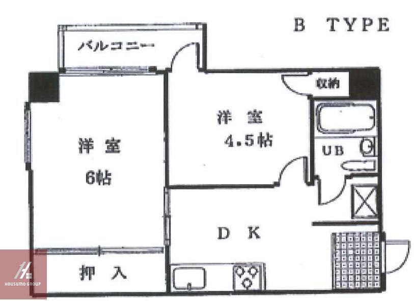 NKコーポ西中島(2DK/6階)の間取り写真