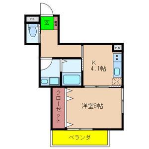 ロータスコートIV(1K/2階)の間取り写真