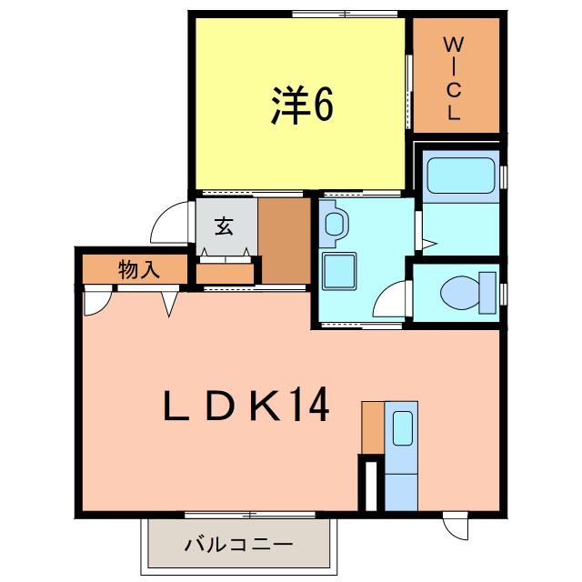 南ガーデンハウスE(1LDK/1階)の間取り写真
