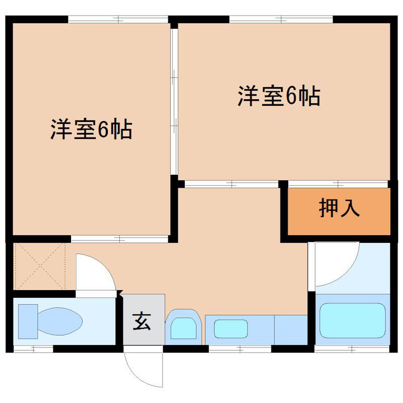中舘コーポ(2DK/1階)の間取り写真