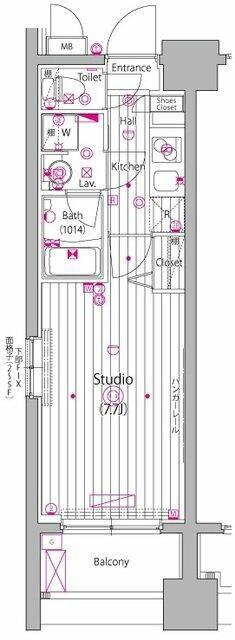 ガーラステーション横浜反町(1K/5階)の間取り写真