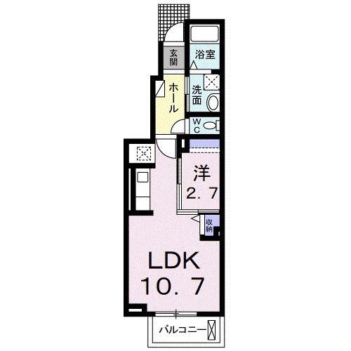 近鉄名古屋線 津駅 徒歩29分 2階建 築12年(1LDK/1階)の間取り写真
