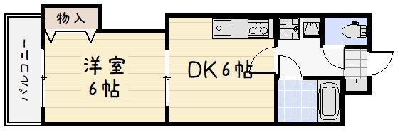 アンジェロポストV(1DK/3階)の間取り写真