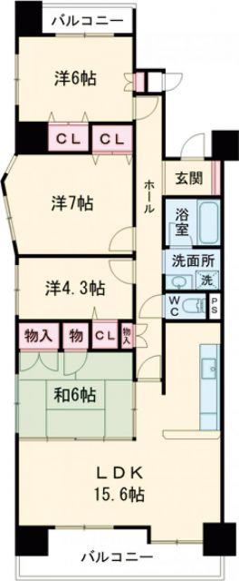 アスティオン堀川(4LDK/5階)の間取り写真