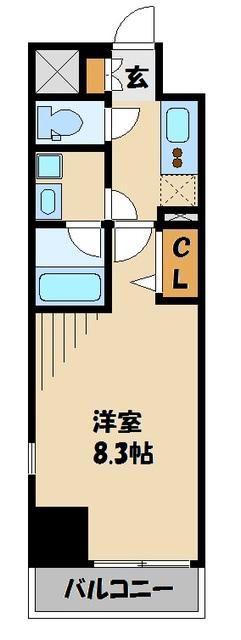 アクシーズタワー新都心(1K/5階)の間取り写真